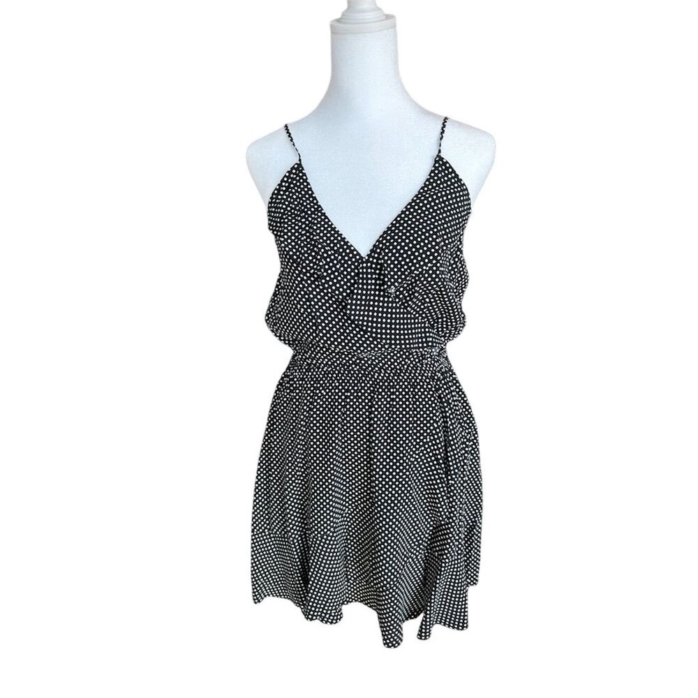 Express Women's XS Black Polka Dot Spaghetti Strap Mini Dress